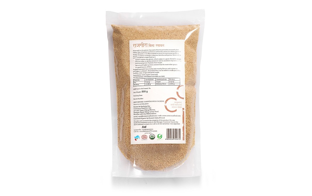 Conscious Food Amaranth Rajgira Organic    Pack  500 grams
